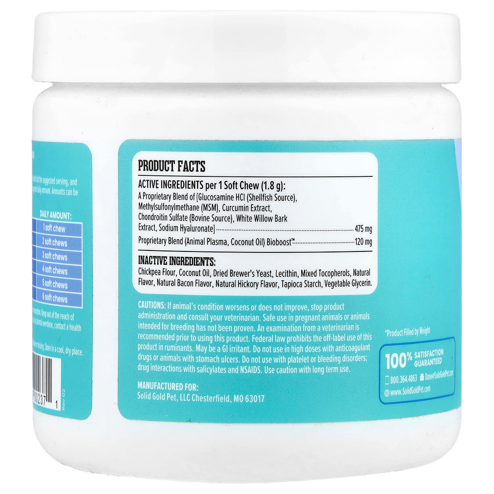 Solid Gold, Leaps & Hounds™, добавка для поддержки суставов, для собак, копченый бекон, 120 жевательных таблеток, 216 г (7,6 унции)