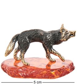 Народные промыслы AM-1408 Фигурка «Волк» мал. (латунь, янтарь)