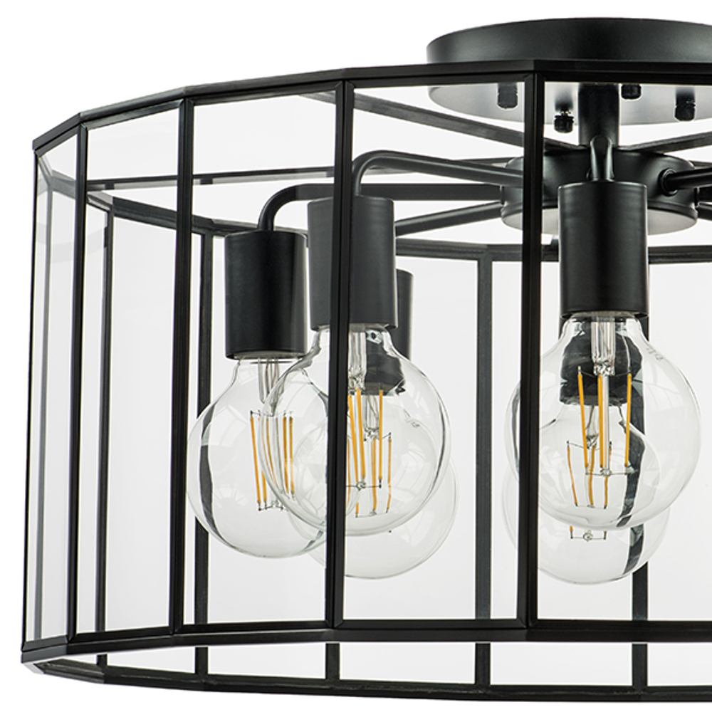 798287 Люстра GENNI 8х40W E27 ЧЕРНЫЙ МАТОВЫЙ/ПРОЗРАЧНЫЙ