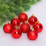 Новогодние шары 5 см (набор 24 шт) «Микс фактур», красный