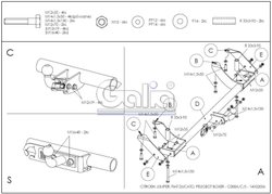 Фаркоп оцинкованный Galia C008A для FIAT Ducato Sollers 2008-2011, Citroen Jumper, Peugeot Boxer 1994-2006 фургон(паспорт и сертификат в комплекте)(без электрики)