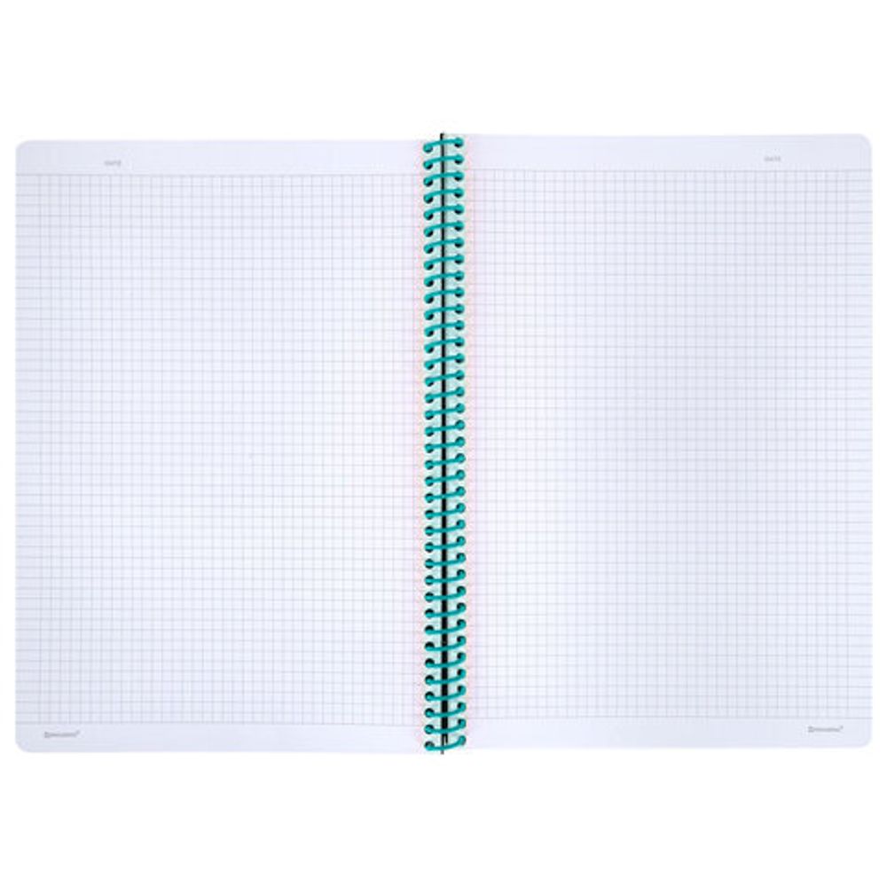 Тетрадь обложка пластик, А4 80 л., спираль пластик, резинка, клетка, BRAUBERG, черный/синий, 405381