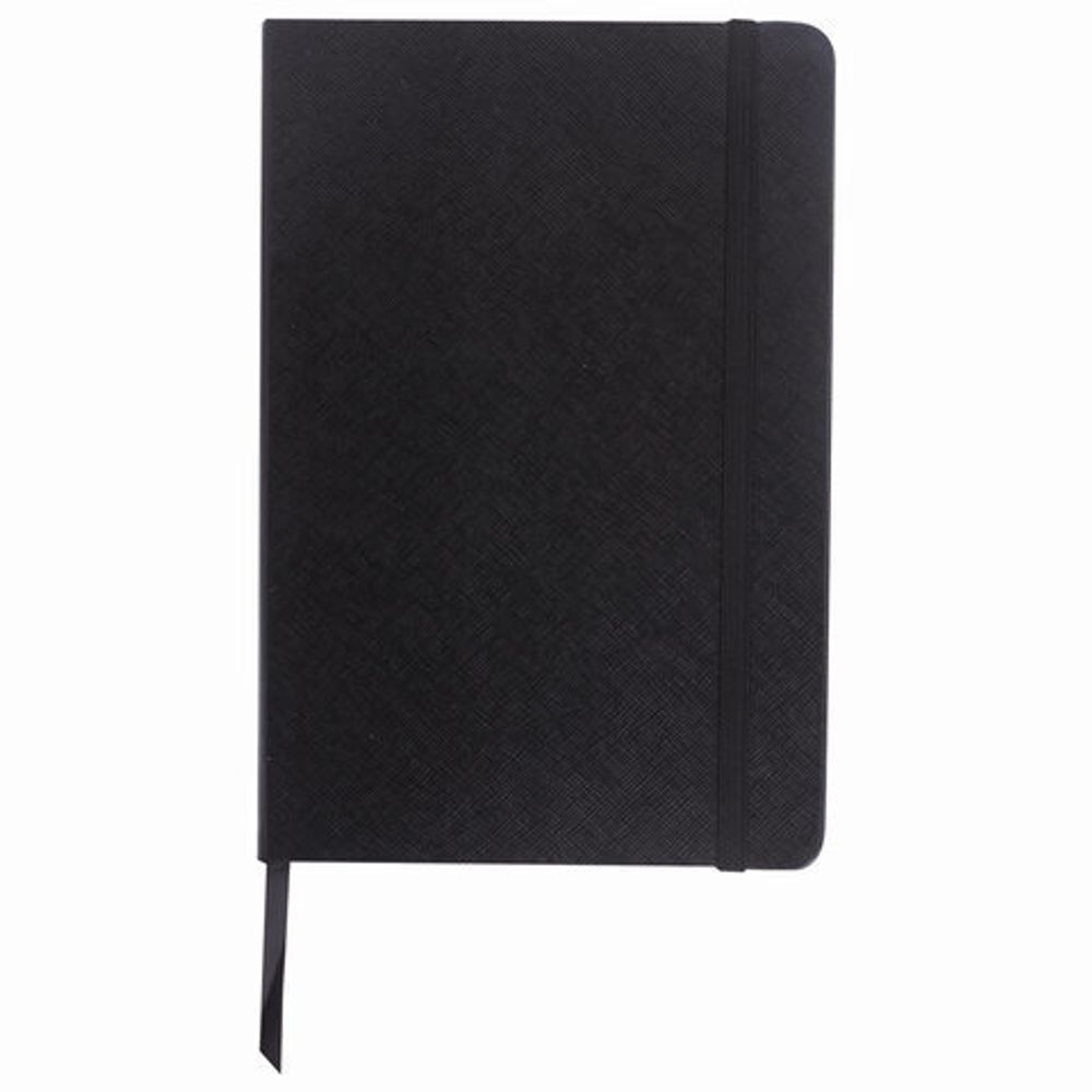 Блокнот А5 (148х218 мм), BRAUBERG "Select", 96 л., балакрон, резинка, клетка, черный, 125211