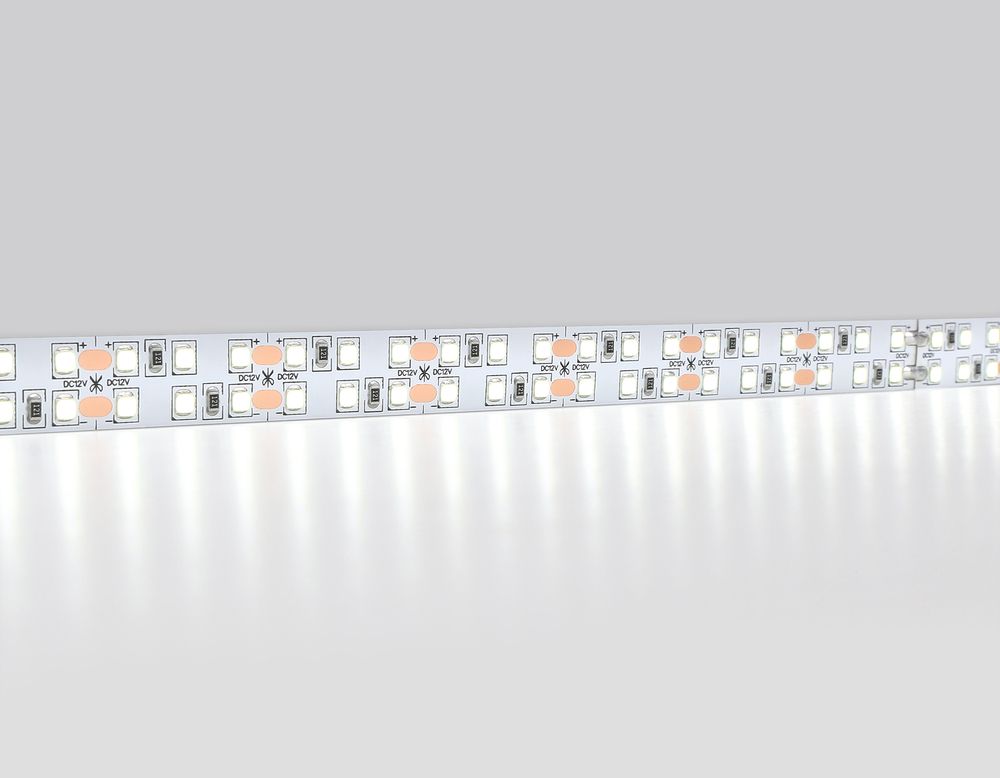 Светодиодная лента двухрядная GS1703 2835 240Led/ 24W m/ 12V IP20 6500K/ 5000*10*1.2mm/ кратность резки 25mm (2 конт.)
