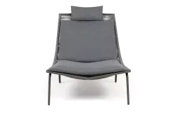 "Авиньон" кресло плетеное из роупа, каркас алюминий серый (RAL7022) муар, роуп серый круглый, ткань темно-серая 027