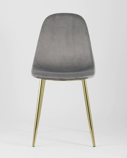 Стул Валенсия велюр серый золотые ножки