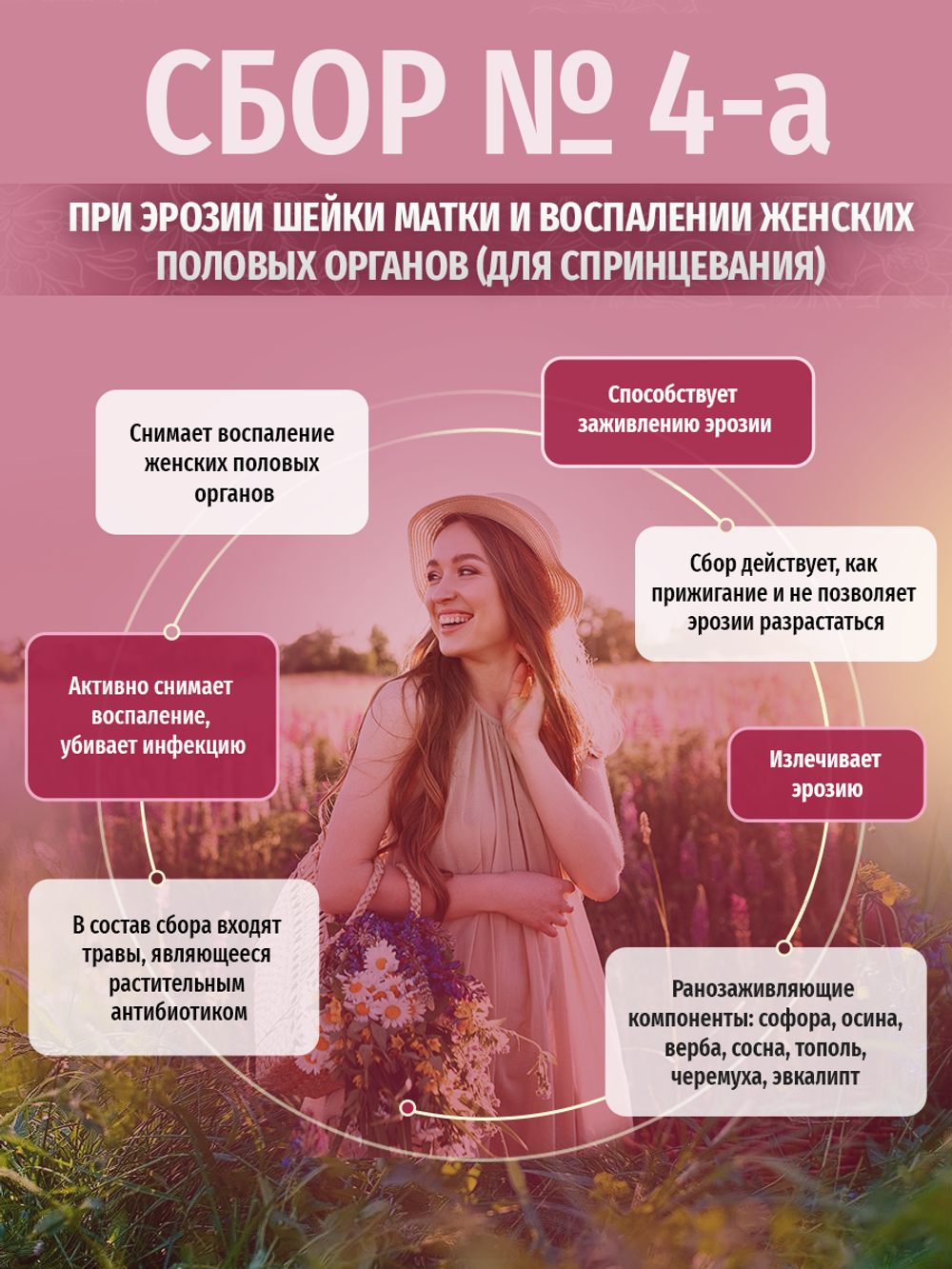 Сбор № 4-а При эрозии шейки матки и воспалении женских половых органов (для спринцевания)