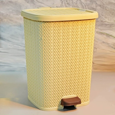 Ведро для мусора 12л с педалью "Вязаный узор", цвет бежевый