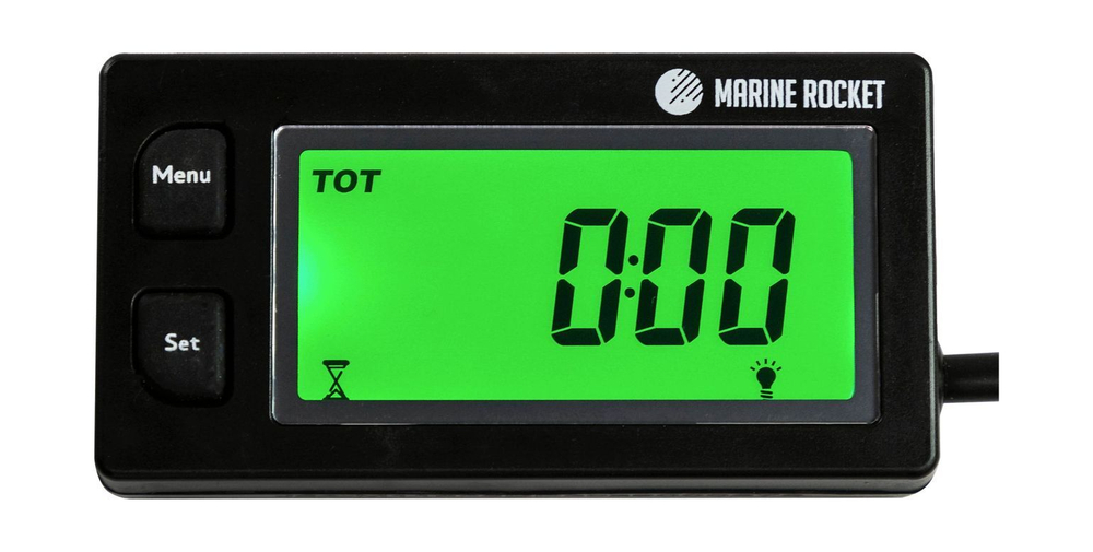 Тахометр универсальный со счетчиком моточасов, датчиком температуры, вольтметром, подсветкой, сменная батарейка