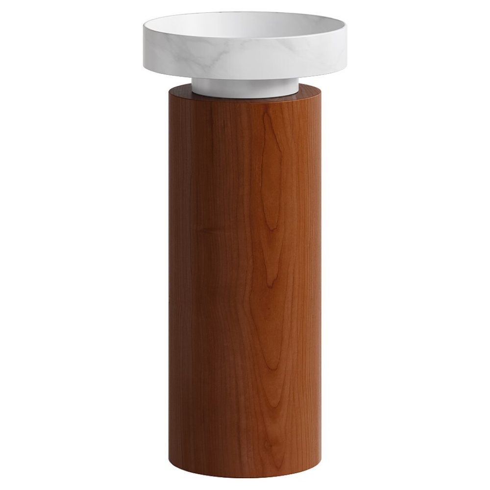 Boheme Раковина накладная Corian 400*130 Calacatta + Пьедестал для раковины Corian 300*720 Red Wood