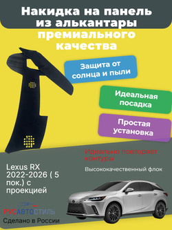 Накидка на панель из алькантары на Lexus RX 2022-2026 ( 5 пок.) с проекцией
