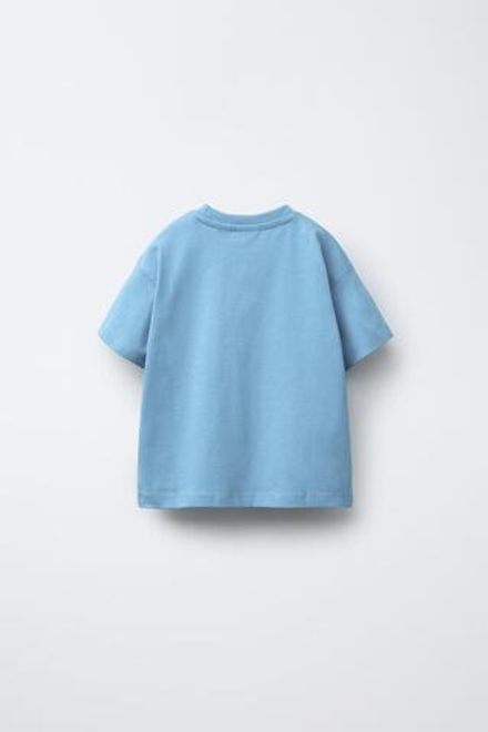 ZARA ОДНОТОННАЯ ФУТБОЛКА С КАРМАНОМ, БИРЮЗОВЫЙ