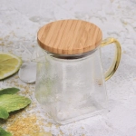Чайник заварочный стеклянный 500мл «ICE» со стеклянным ситом и бамбуковой крышкой