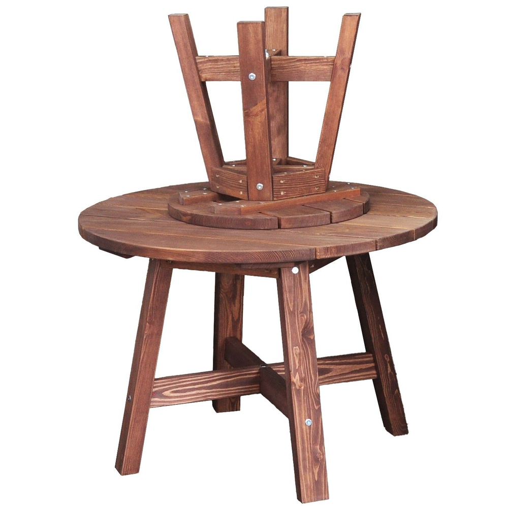 Стол круглый Осло, деревянный из массива сосны, венге