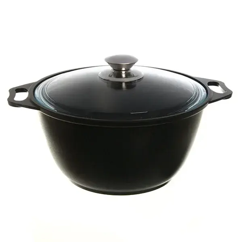 Кастрюля 3л литой алюминий со стеклянной крышкой КМ-к31а