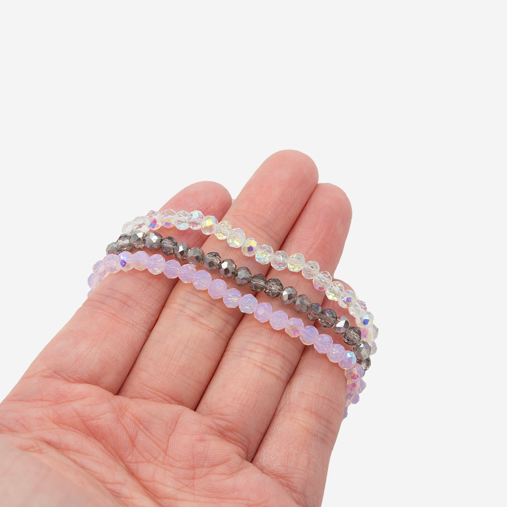 Хрустальные бусины "Марказит" с эффектом иризации, оттенок "Снежный", 4,3*3,5мм, рондель