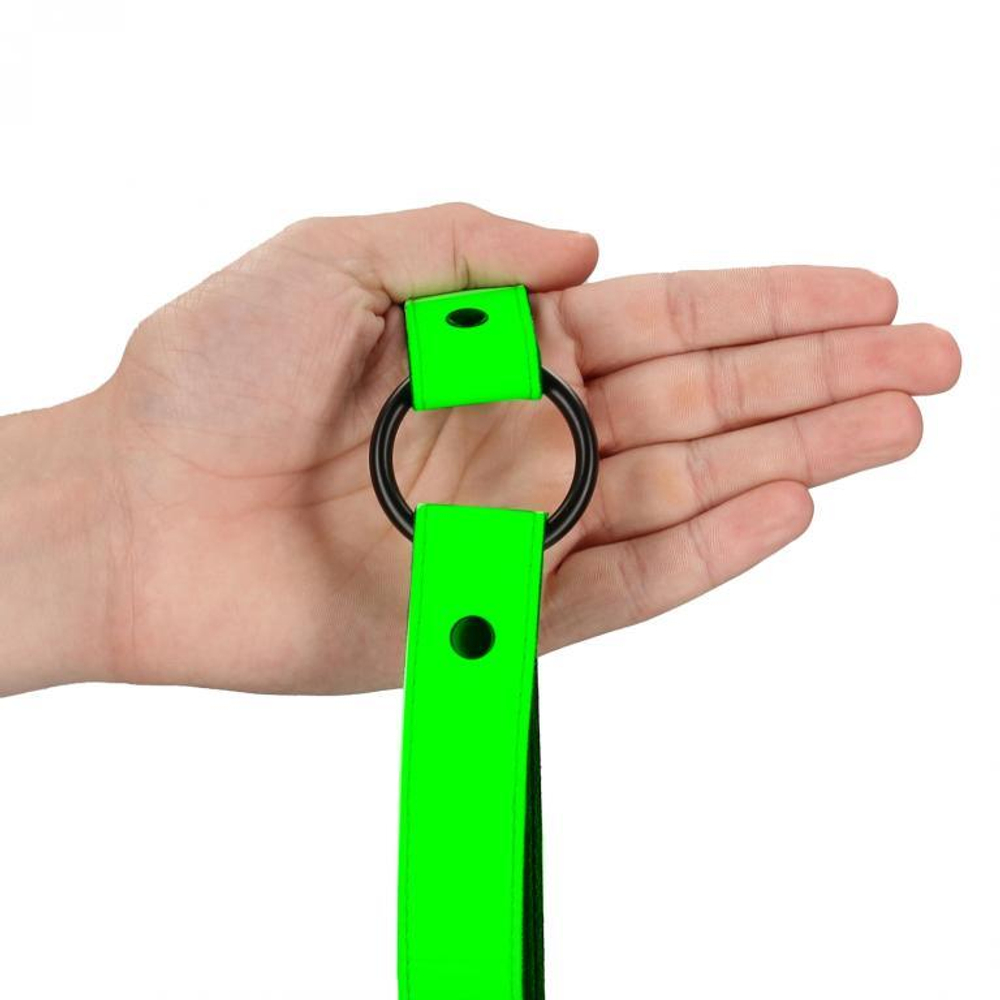 Люминесцентный кляп с металлическим кольцом (Цвет: зеленый с черным)