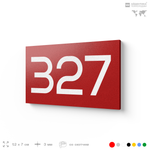 Номер на дверь 327, табличка на дверь для офиса, квартиры, кабинета, аудитории, склада, красная 120х70 мм, Айдентика Технолоджи