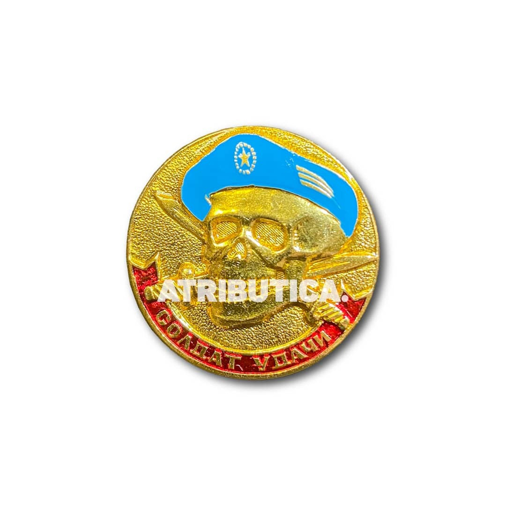 Знак Нагрудный Солдат Удачи ( Череп В Голубом Берете ) | ATRIBUTICASTORE.RU