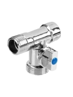 Кран шаровой угловой трехпроходной FRESSO, 1/2"х3/4"х1/2", ВР-НР-НР, хром
