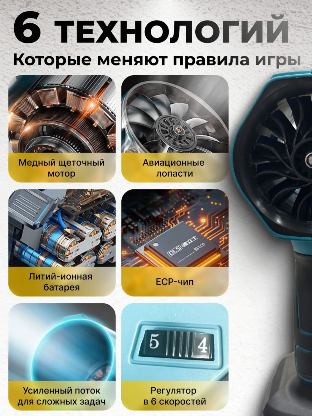 Воздуходувка Аккумуляторная мощная для сада и авто 2 АКБ, 21V