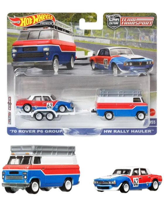 Набор Хот Вилс Премиум Rover и HW Rally Hauler FLF56 HKF45