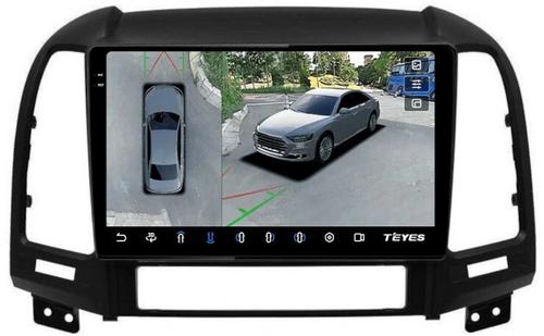 Магнитола для Hyundai Santa Fe 2 CM 2006-2012 (рамка черная) - Teyes CC3-2K-360 на Android 10, Быстрая, 2K QLED, CarPlay, 4G SIM-слот, 4 камеры в комплекте