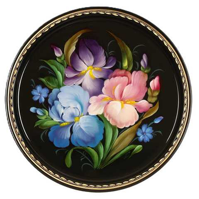 Жостовский поднос декоративный, размер 30 см (A9), металлический