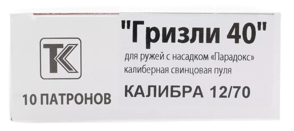 Патрон 12/70 Техкрим пуля Гризли 40, коробка 10 шт.