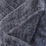 Вязаный плед из натурального меха рекс 200*150 см (темный графит, однотонный)