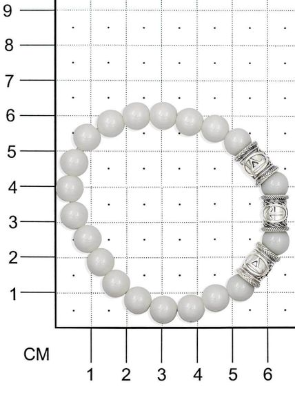 Браслет из белой ювелирной керамики с рунами Турисаз, Тейваз и Турисаз - Максимальная защита на размерной сетке