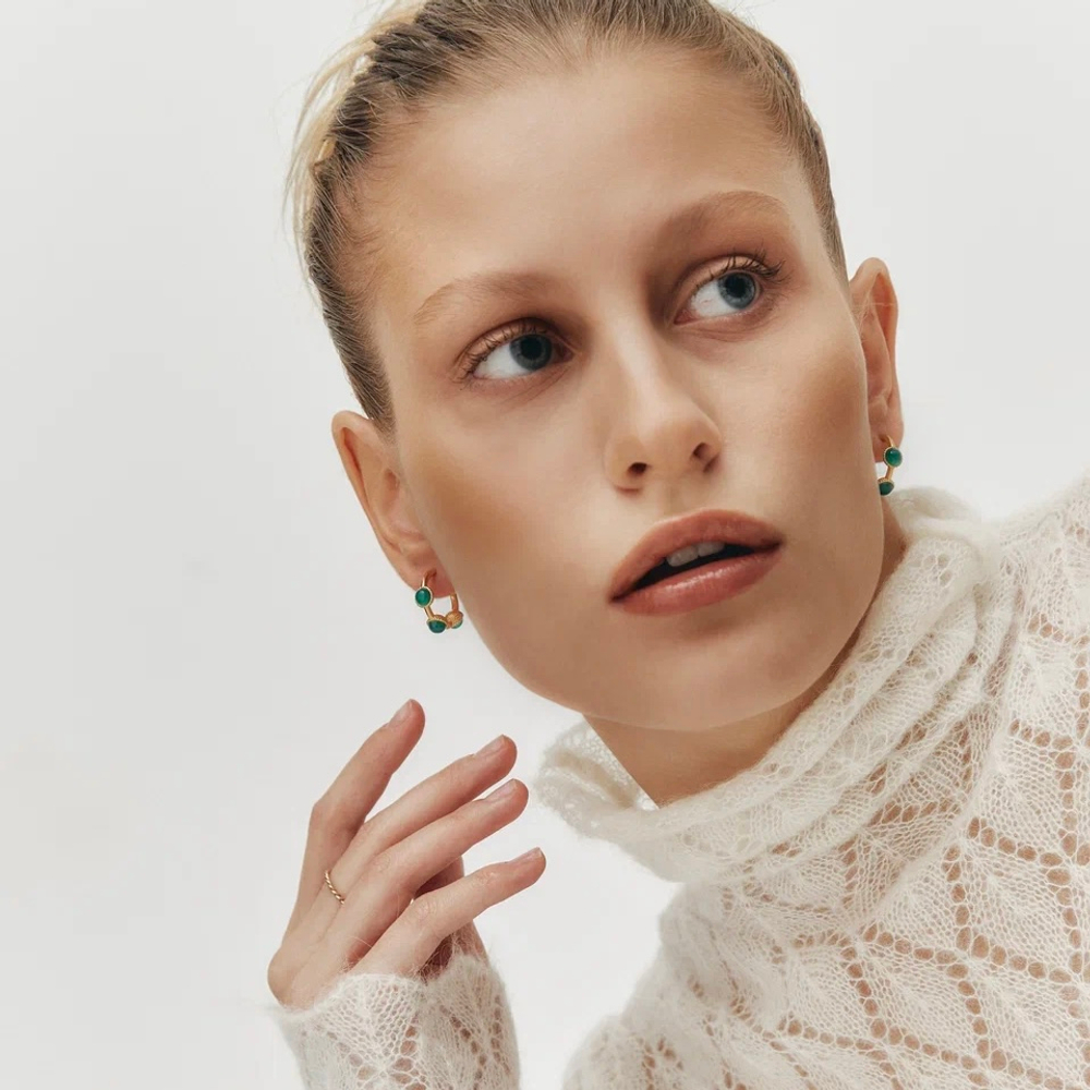 Серьги КОЛТ позолота с хризопразами