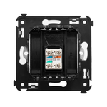 Телефонная розетка RJ-12 в стену одинарная, "Avanti", "Черный матовый"