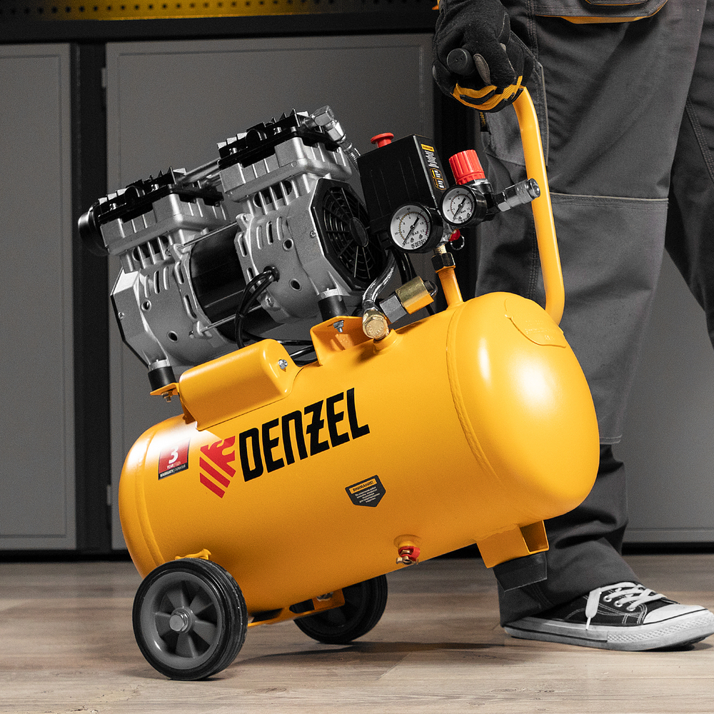 Компрессор DLS950/24 безмаслянный малошумный 950 Вт, 165 л/мин,ресивер 24 л// Denzel