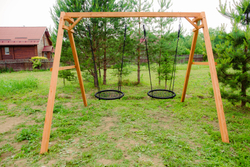 Деревянные качели с двумя качелями гнездо 60 см