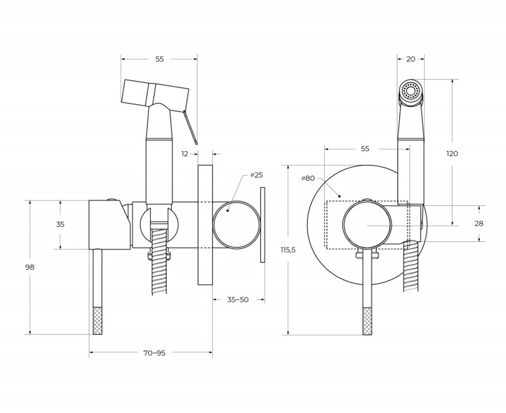 Гигиенический душ со смесителем CEZARES RELAX-DIF-IN