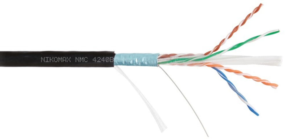 Кабель витая пара F/UTP 6 кат. 4 пары NikoMax NMC 4240B-BK