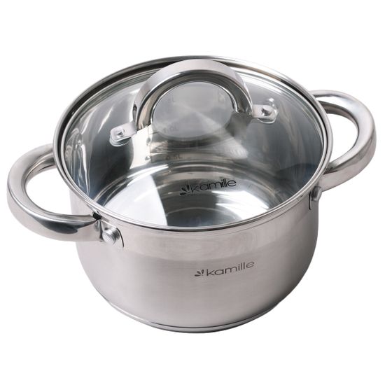 Кастрюля 2,9 л. из нержавеющей стали с крышкой Kamille KM-5618S-БК
