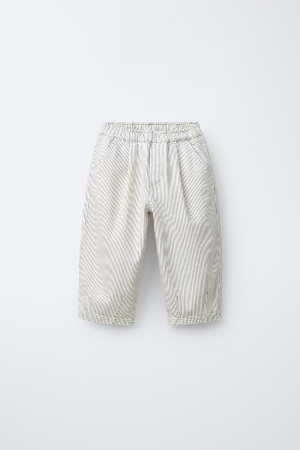 ZARA БРЮКИ BAGGY В ПОЛОСКУ, ЭКРЮ