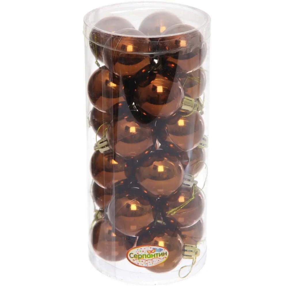 Новогодние шары 4 см (набор 24 шт) «Глянец», шоколад