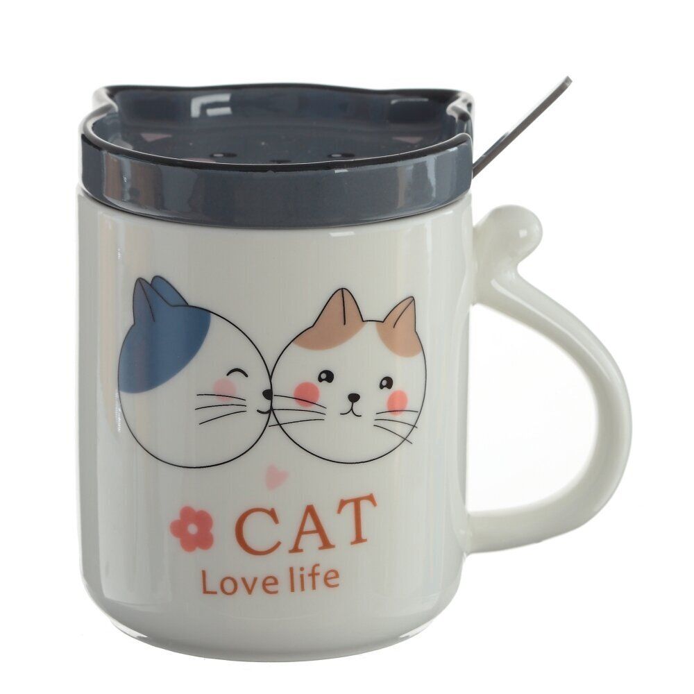 GAEM Кружка с крышкой и ложкой, 400 мл, L11,5 W8 H11 см