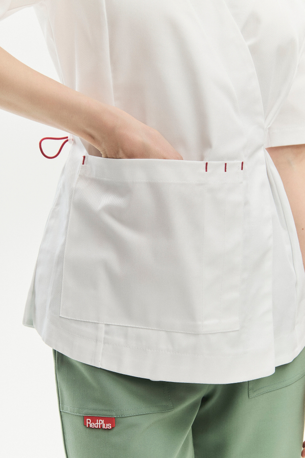 Топ с запахом медицинский женский Йошо, белый хлопок OLD