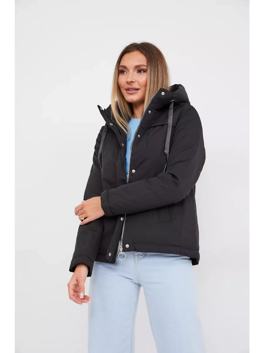 Куртка демисезонная больших размеров с капюшоном