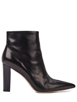 Женские чёрные кожаные ботильоны на каблуке