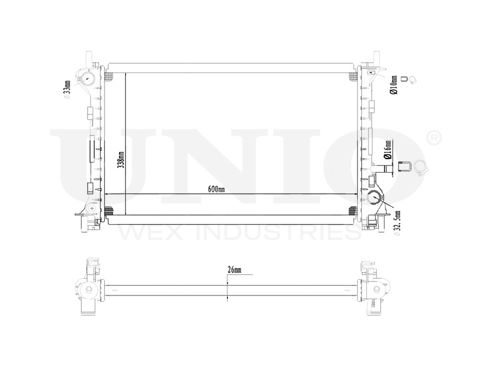 Радиатор охлаждения двигателя UNIO RAD-10037
