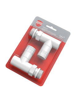 Набор дизайн-вентилей Royal Thermo PIANO, прямой (белый) 1/2"