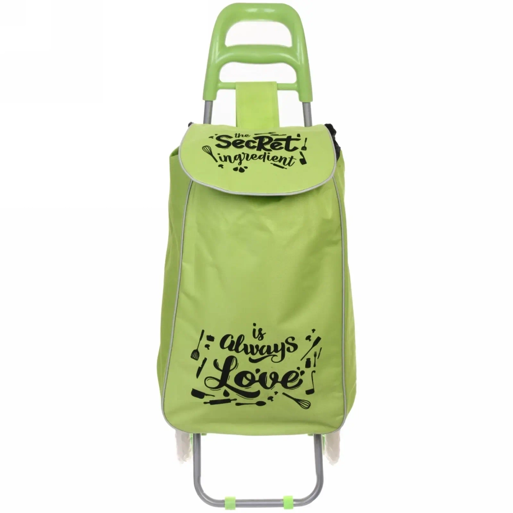 Тележка хозяйственная с сумкой (95*30*34см, колеса 16см,грузоподъемность до 30 кг) BF6007 зеленая