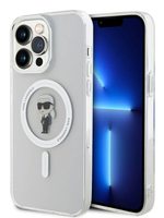 Силиконовый чехол с блёстками MagSafe Карл на iPhone 15