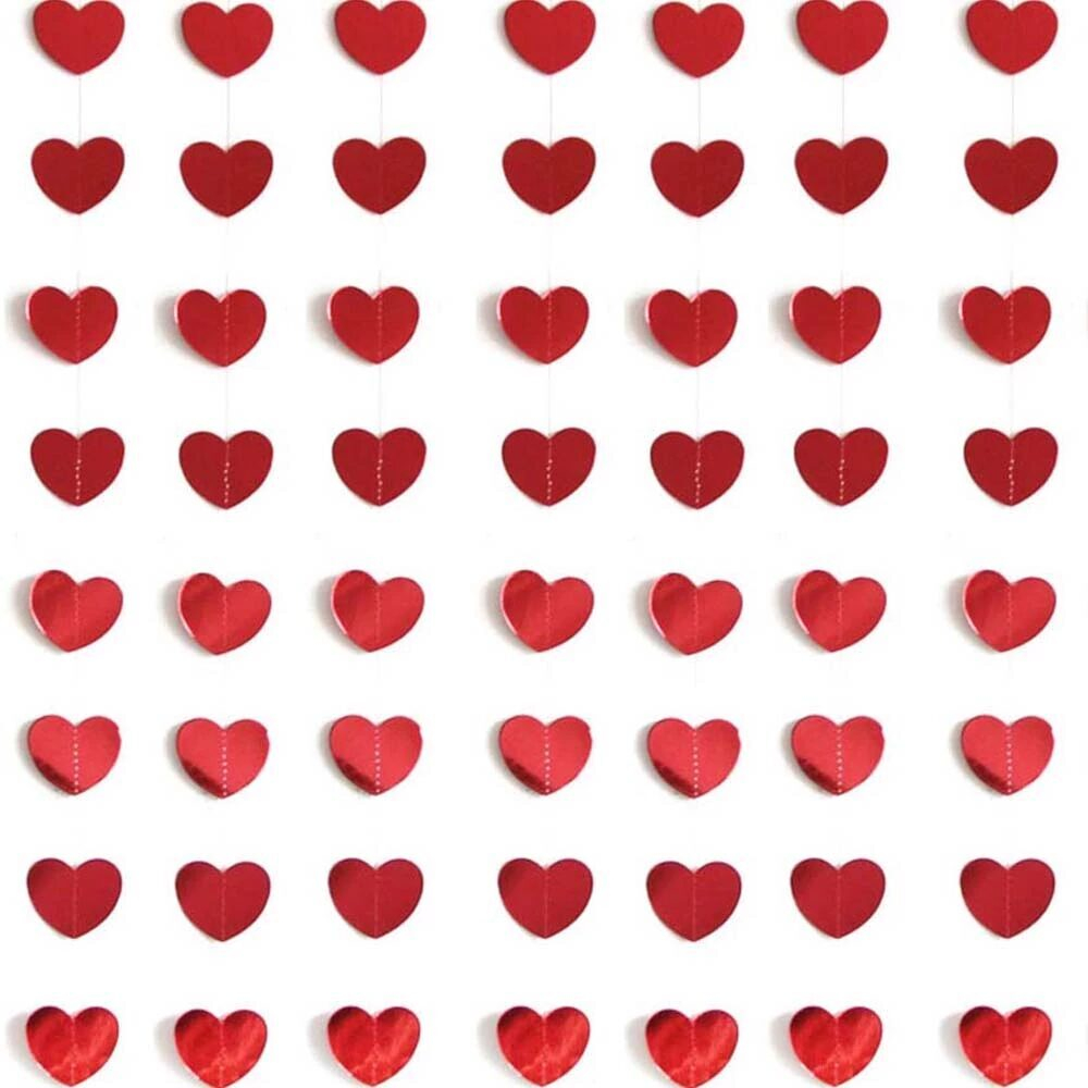 Гирлянда-подвеска Сердце, Мини, Красный, 200 см, 5 см*18 шт, 1 уп