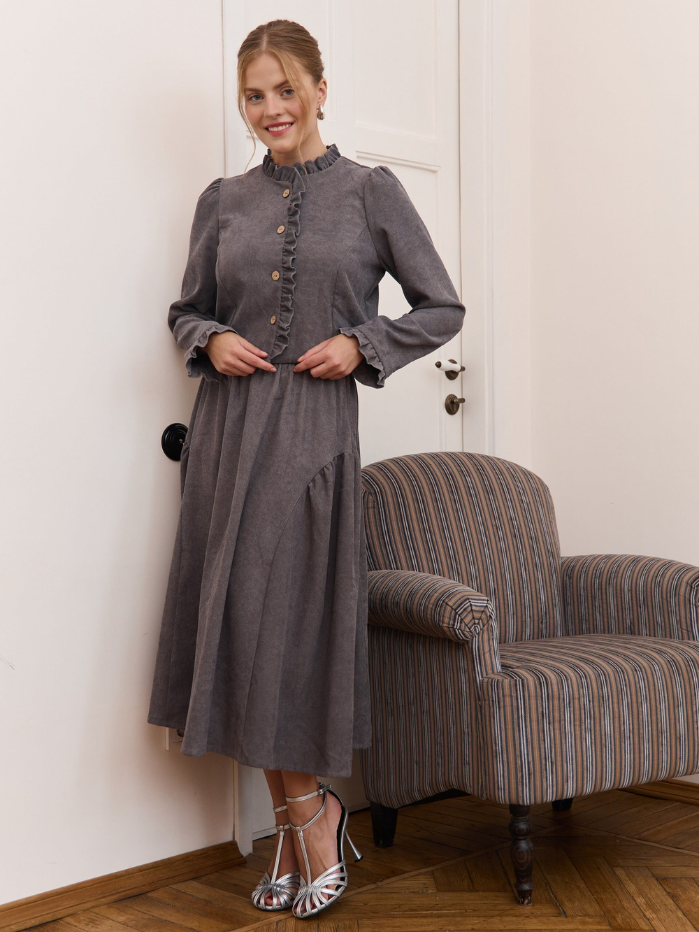 Юбка бохо вельветовая миди